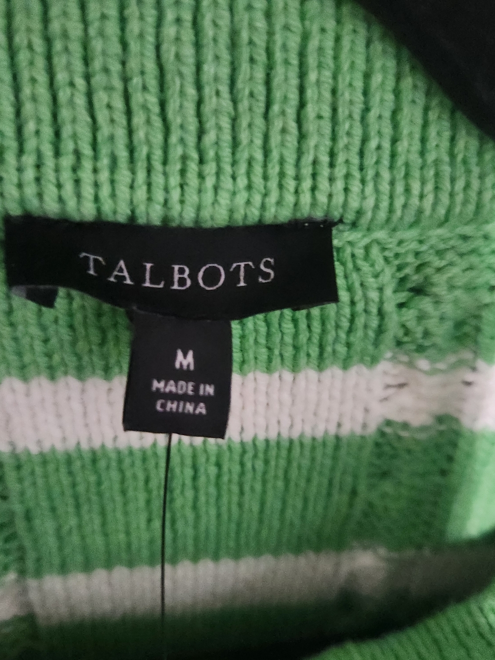 Talbots Green and White Striped Button-Up Cardigan - Picture 2 of 8